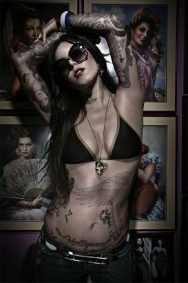 Kat Von D Lower Stomach Tattoo